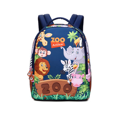 Tas ransel sekolah anak-anak berwarna biru dengan cetakan Arlikar