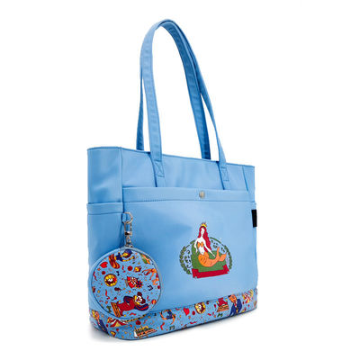 Kantong Tote Canvas Sling Bag, Digtal Printing Blue Crossbody Bag Dengan Kantong Koin