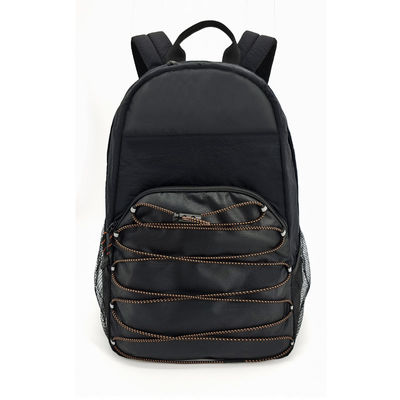 Kain Backpack Nylon Lembut Hitam Water Repellent Untuk Perjalanan Luar Ruangan