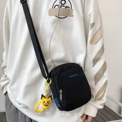 Tas Crossbody Bahu Hitam yang Disesuaikan Dengan Lapisan Kain Tali yang Bisa Disesuaikan