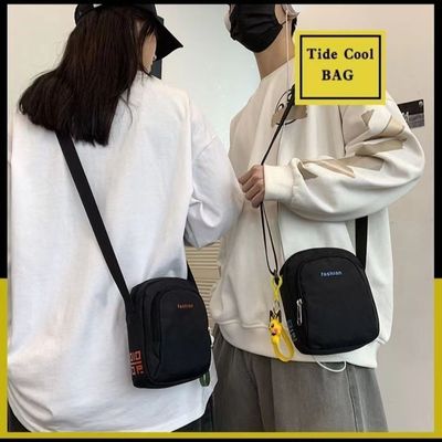 Tas Crossbody Bahu Hitam yang Disesuaikan Dengan Lapisan Kain Tali yang Bisa Disesuaikan