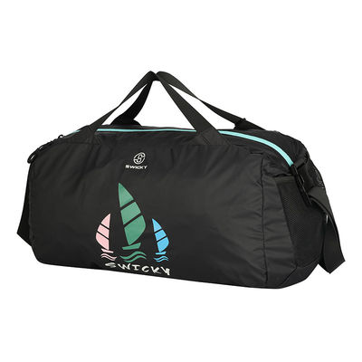 Tas Duffel Nylon yang Disesuaikan Warna Hitam Waterproof Dengan Lapisan Polyester