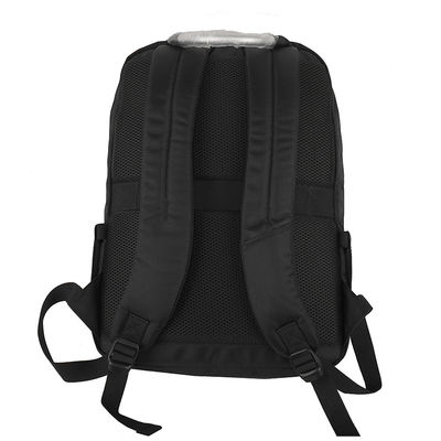 Tas ransel komputer tahan air hitam dengan tali yang dapat disesuaikan