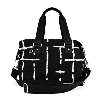 Unisex Black Crossbody Bag Tote Dengan Lining Kain Genggam Ganda