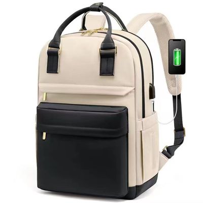 Tas ransel Unisex Casual Tote Bahan Oxford Dengan pengisian USB