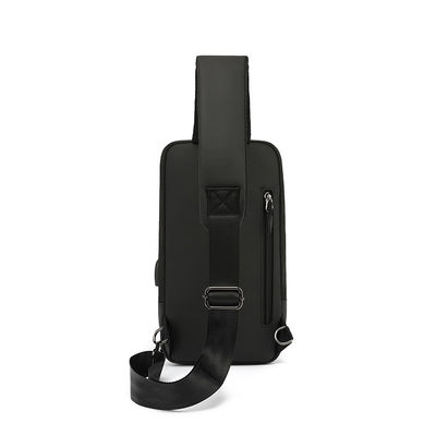 Tas bahu unisex polyester terbalik, tas santai hitam crossbody dengan saku belakang