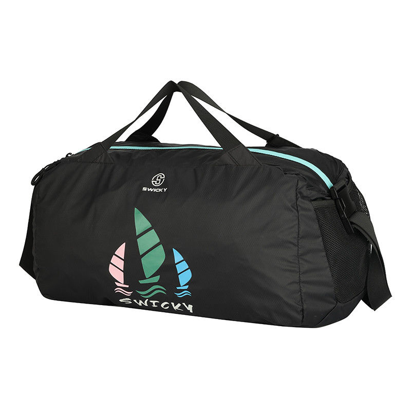 Tas Duffel Nylon yang Disesuaikan Warna Hitam Waterproof Dengan Lapisan Polyester